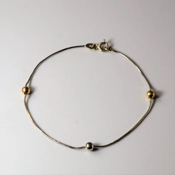 Two Tone Gold Ball Chain Bracelet | 7″ |