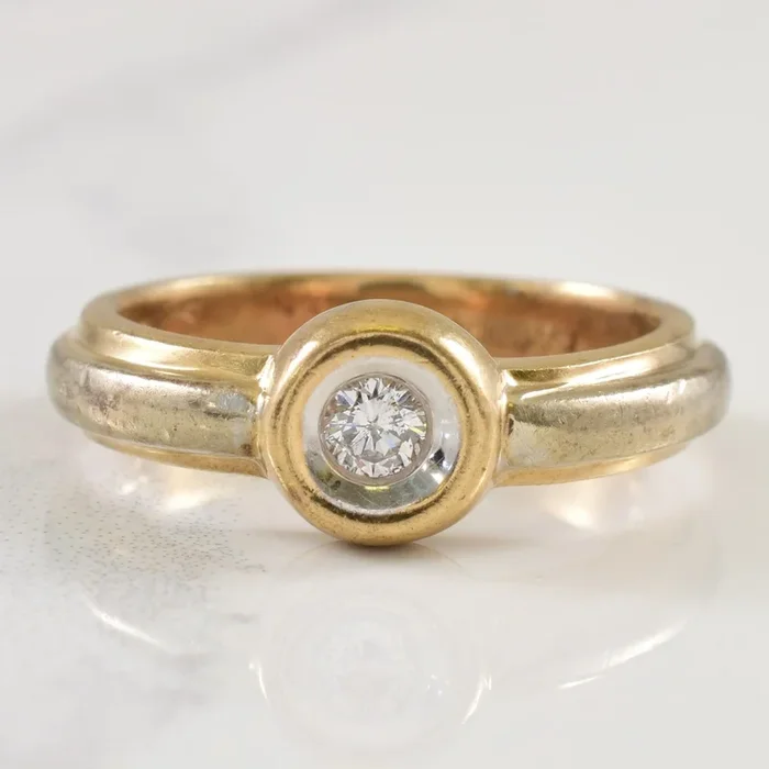 Two Tone Gold Bezel Set Diamond Ring | 0.10ct | SZ 5.25 |