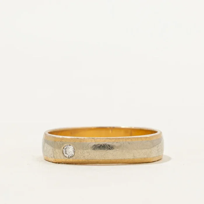 Two Tone Gold Diamond Soft Square Band | 0.03ctw | SZ 6.25 |