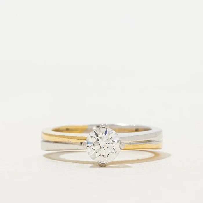 Two Tone Gold High Set Diamond Ring | 0.71 ct, SZ 6 |