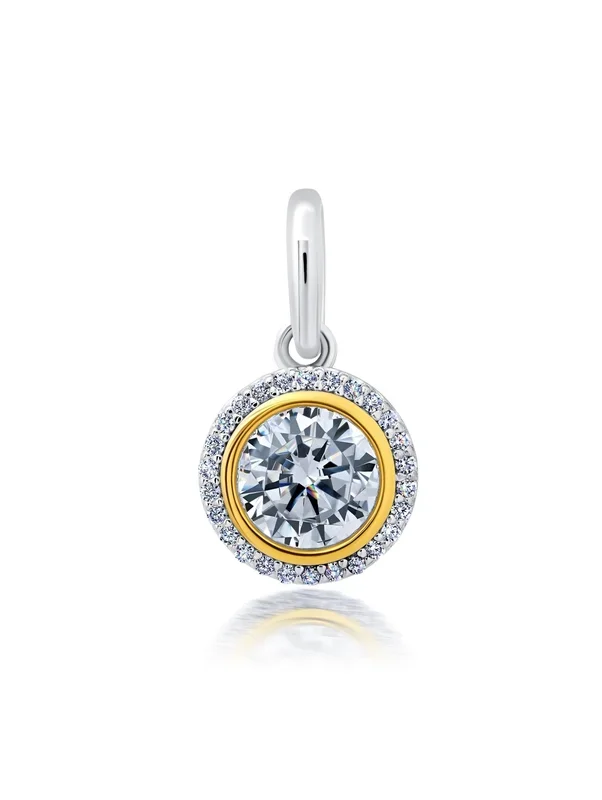 Two Tone Halo Charm in Platinum & Gold