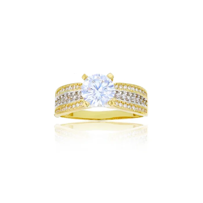 Two-Tone Micropave Engagement Ring (14K)