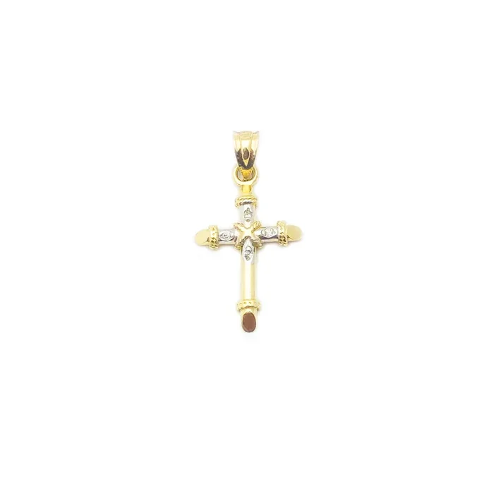 Two-Tone Rope-Bound Cross Pendant (14K)