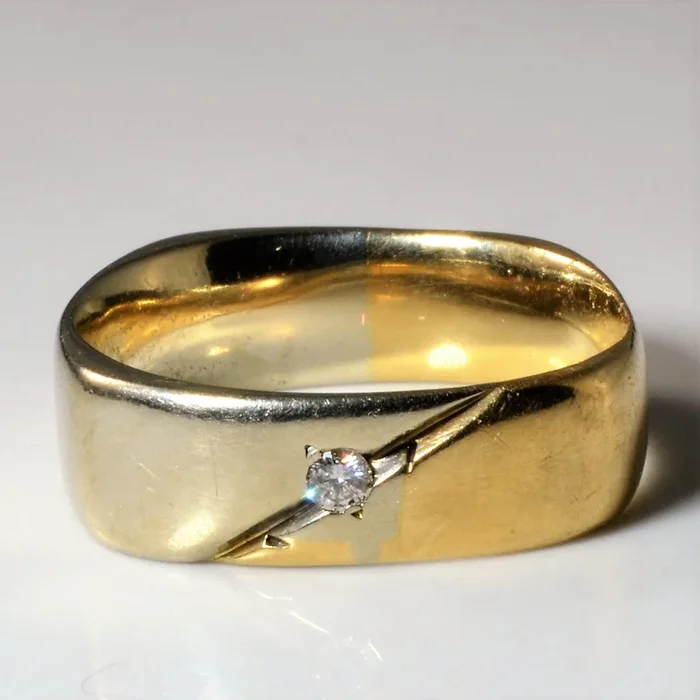 Two Tone Soft Square Diamond Band | 0.06ct | SZ 8 |