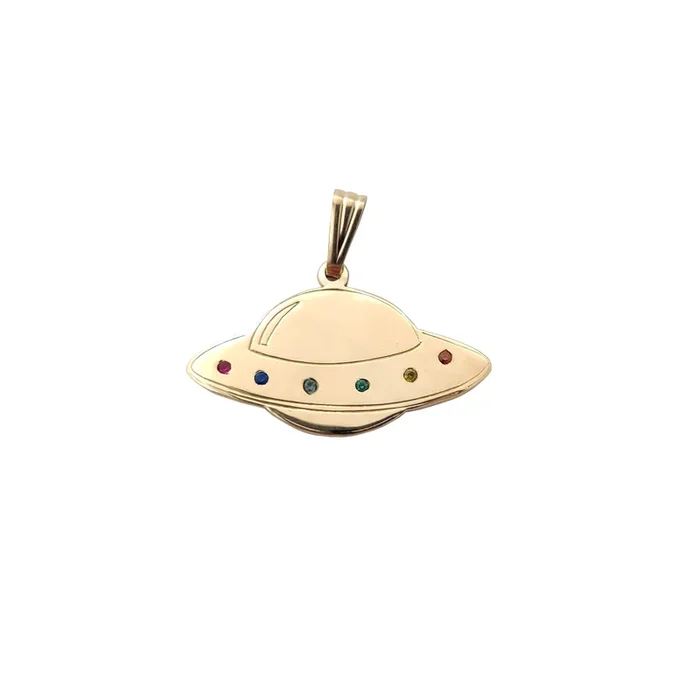 UFO Flying Saucer Pendant (14K)
