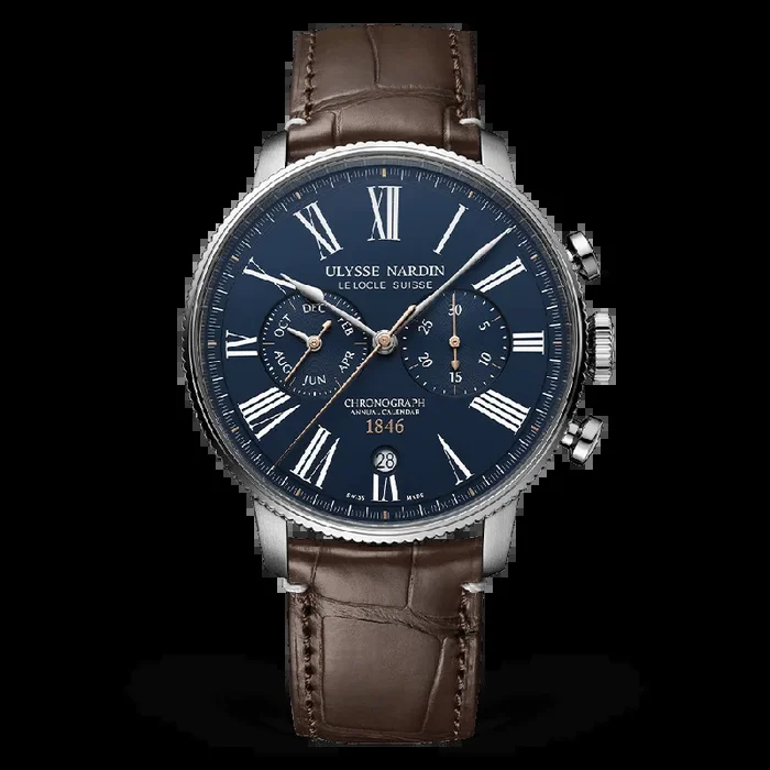 Ulysse Nardin Torpilleur Annual Chronograph 44mm with Blue Dial in Stainless Steel
