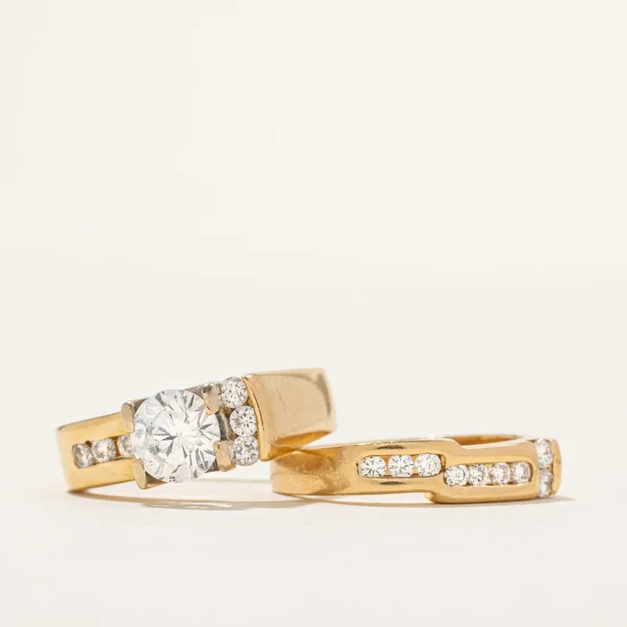 Unique Round Brilliant Diamond Wedding Set | 1.26 ctw, SZ 5.75 |