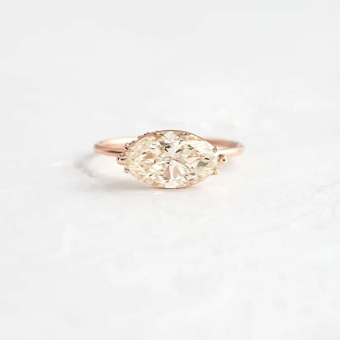Unveiled Ring with Diamond Sweep, 2.3ct. Champagne Marquise Cut Diamond – OOS