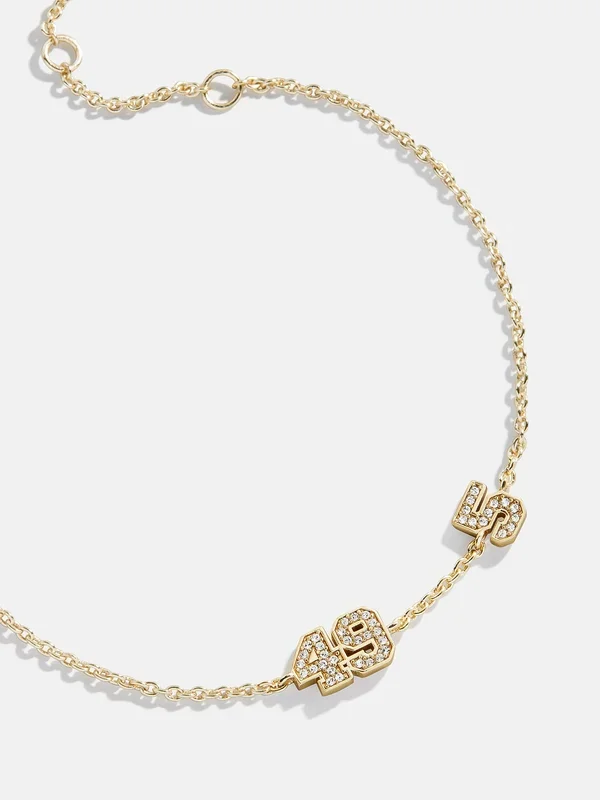 Varsity Number Custom Bracelet – Two Gold Stations