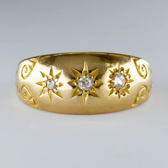 Victorian Rose & Old European Cut Carved Diamond Ring | 0.07ctw | SZ 6.25 |