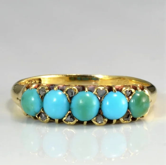 Victorian Turquoise & Diamond Ring | 0.04 ctw, SZ 7 |