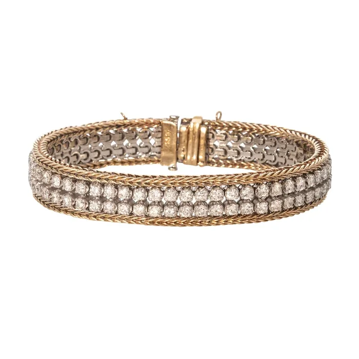 Vintage 6.5ctw Diamond 14K Two-Tone Gold Bracelet