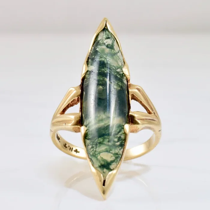 Vintage Moss Agate Ring | SZ 5.5 |