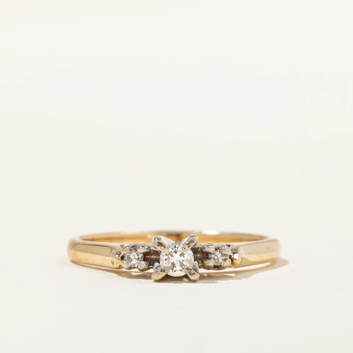 Vintage Three Stone Diamond Petite Ring | 0.08 ctw | SZ 4.5