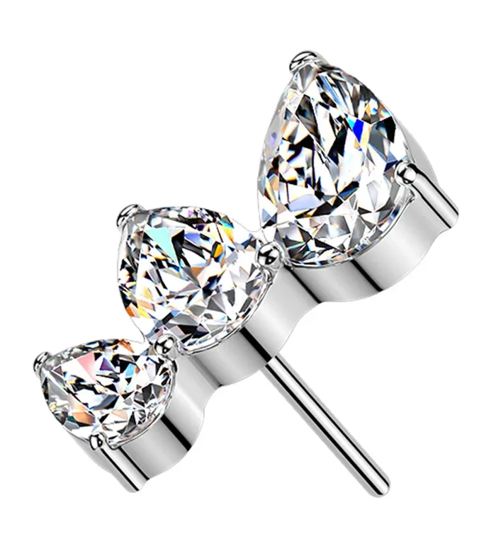 Waning Teardrop CZ Titanium Threadless Top