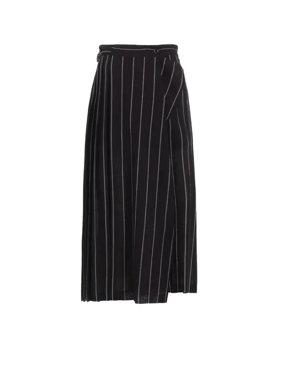 WASHER STRIPE PLEATED WRAP SKIRT
