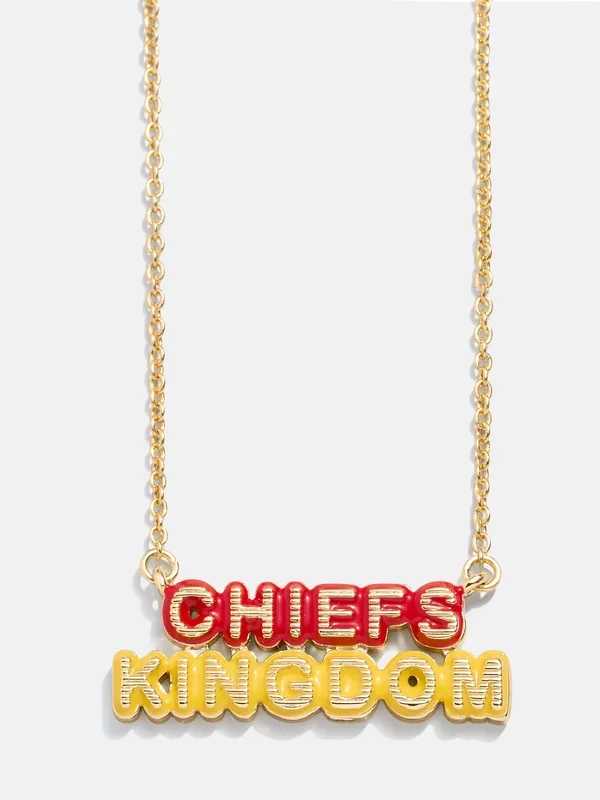 WEAR By Erin Andrews x BaubleBar Enamel Slogan Necklace – Kansas City Chiefs