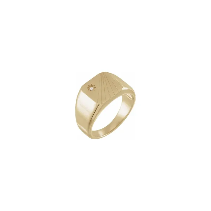 White Diamond Celestial Signet Ring