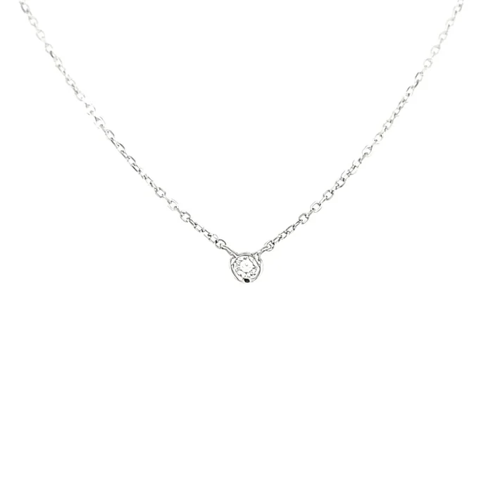 White Gold Petite Diamond Bezel Necklace (I3439)