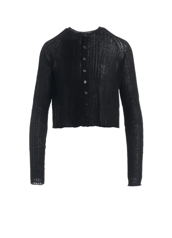 WIDE RIB WG LACE UP LONG SLEEVE CARDIGAN