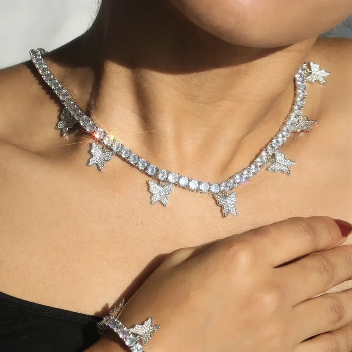 Women’s 5mm Butterfly Tennis Chain in White Gold