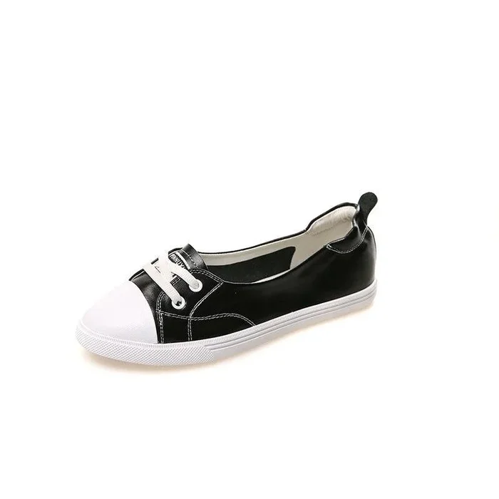 Women’s White Genuine Leather Soft Comfortable Flats Casual Shoes
