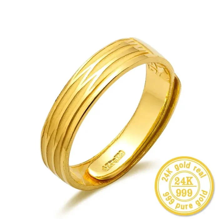 Women Jewellery Couple Rings For Wedding 24K Pure Gold Lovers Pair Rings Gold Party Fashion Rings Noble Gift Fine Jewelry