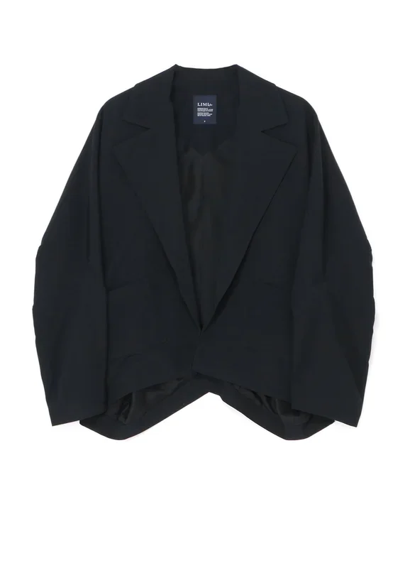 WOOL GABARDINE ELBOW PATCH SHORT JACKET