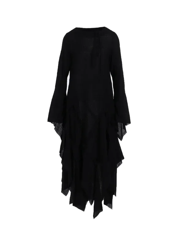 WOOL GAUZE FRILLED DRESS