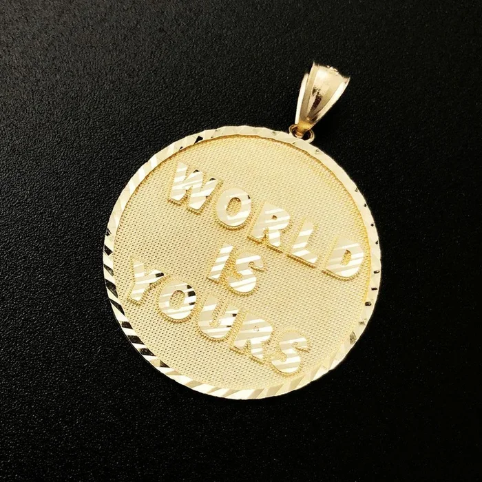 World Is Yours Circle 10K Yellow Gold Pendant