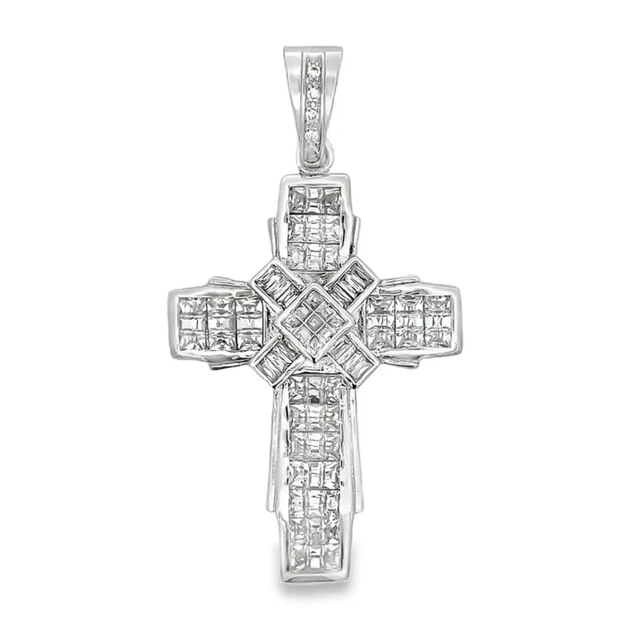 X Princess Cut Cross CZ Iced Out Pendant