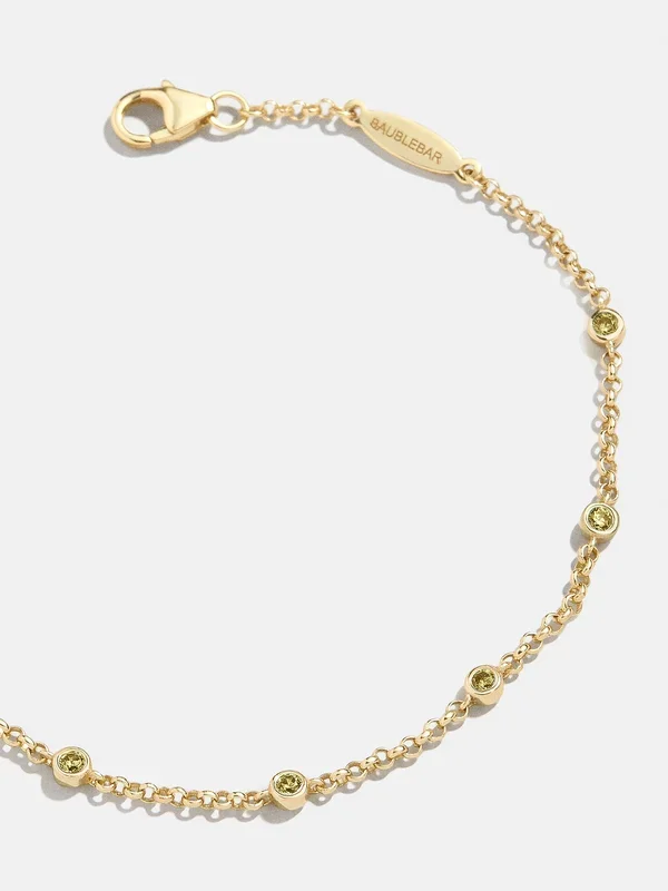 Yasmine 18K Gold Birthstone Bracelet – Peridot