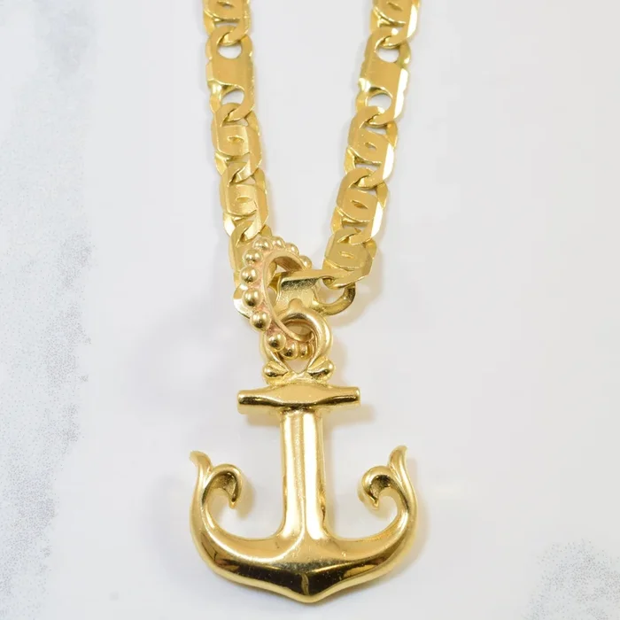 Yellow Gold Anchor Necklace | 24.5″ |