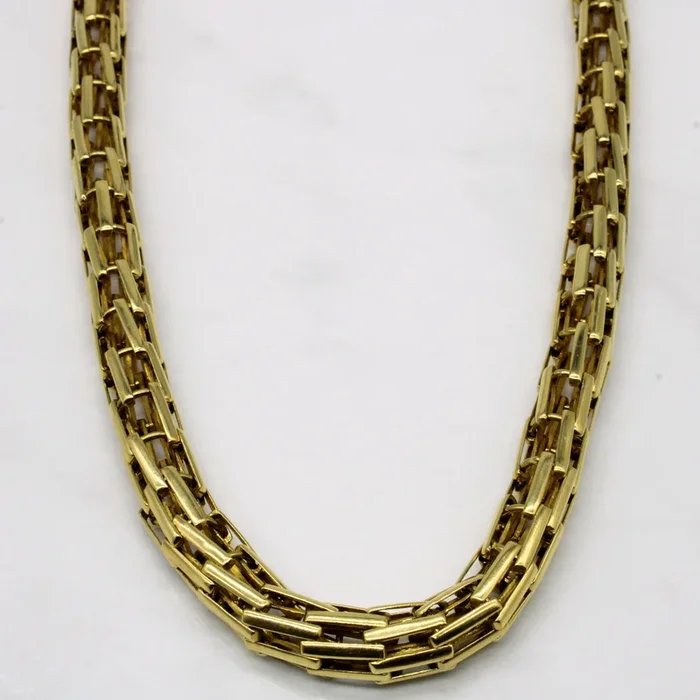 Yellow Gold Birdcage Chain Necklace | 18″ |