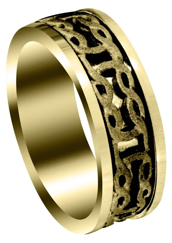 Yellow Gold Celtic Mens Wedding Band | Sand Blast Finish (Kevin)