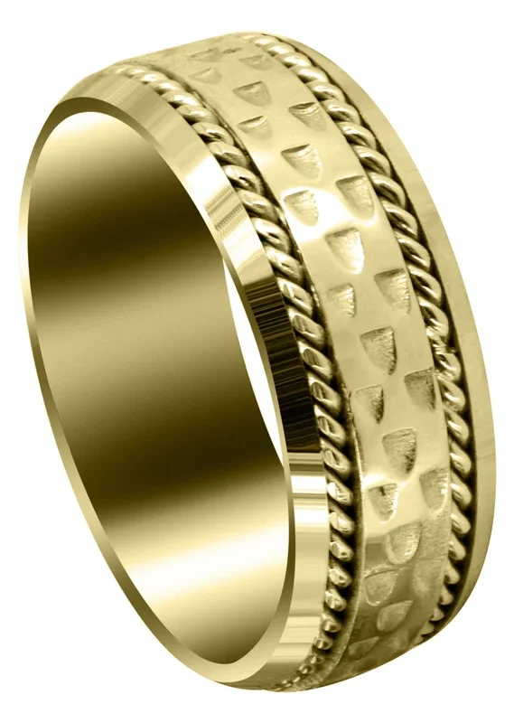 Yellow Gold Celtic Mens Wedding Band | Sand Blast / High Polish Finish (Edward)