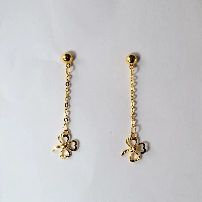 Yellow Gold Chain Dangle Earrings