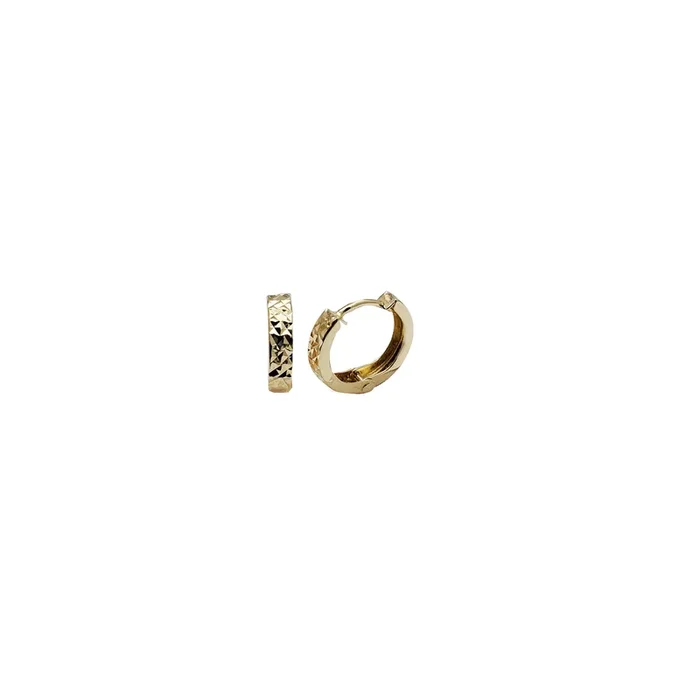 Yellow Gold Diamond Cut Stud Earrings (14K)