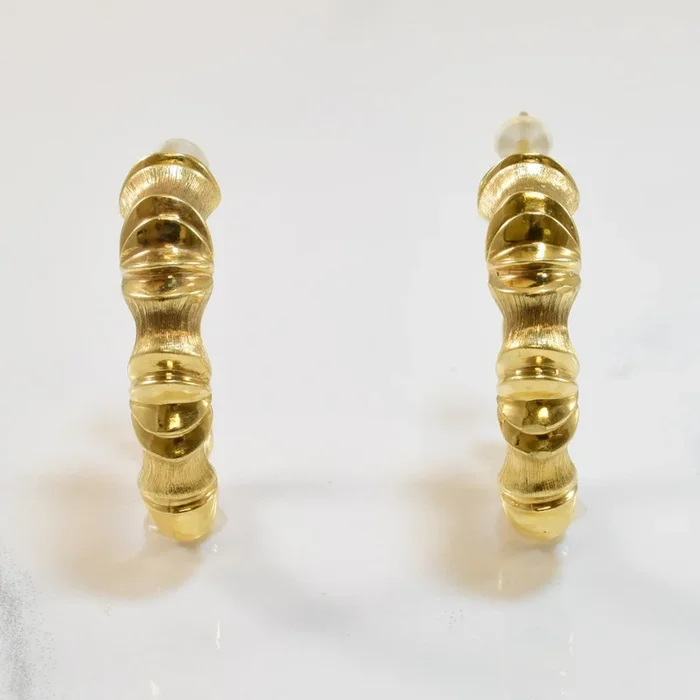 Yellow Gold Stud Hoop Earrings |