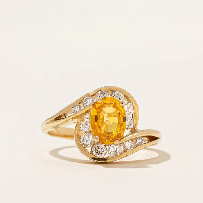 Yellow Sapphire & Diamond Bypass Ring | 1.05ct, 0.31ctw | SZ 6.5 |