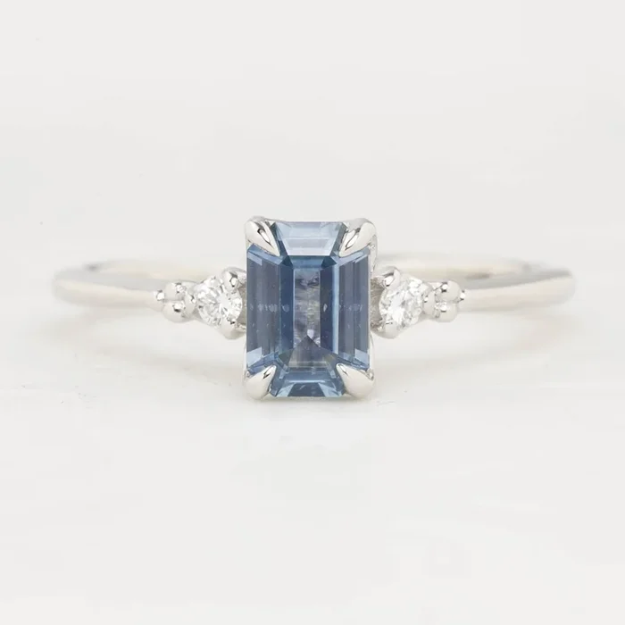 【一点物】エステルリング ・0.80ct・加熱モンタナ産グリーンサファイア・K14WG