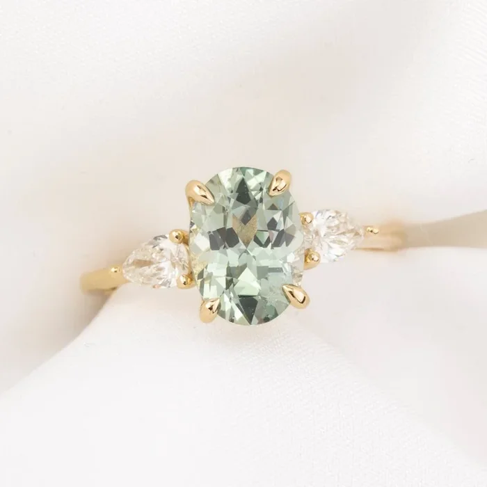 【一点物】クレアリング ・1.85ct・加熱モンタナ産ライトブルーグリーンサファイア・K14YG