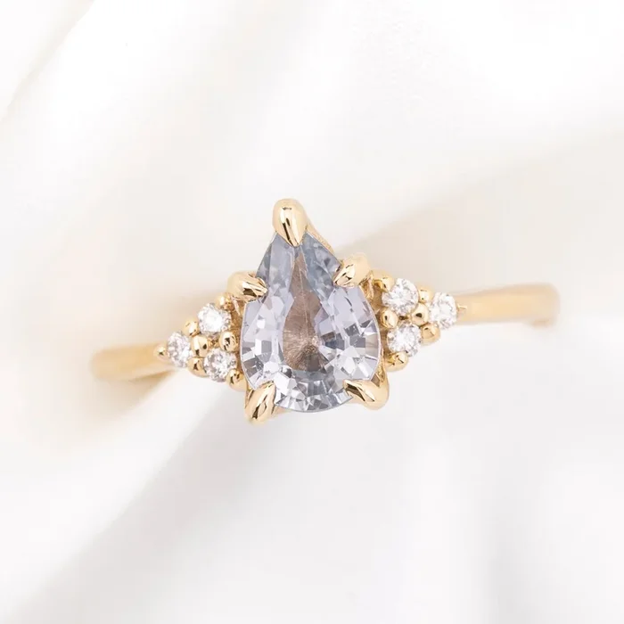 【一点物】テレサリング ・1.27ct・非加熱マダガスカル産ライトブルーサファイア・K14YG