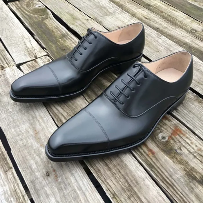 Zapatos Oxford clásicos de piel de becerro de estilo italiano importados para hombre