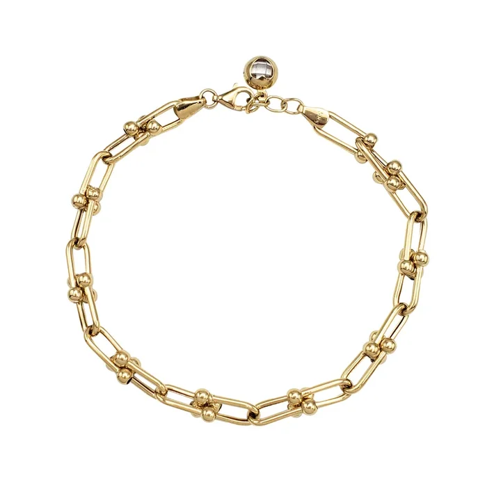 Zirconia Beaded Horseshoe-Link Fancy Lady Bracelet (14K)