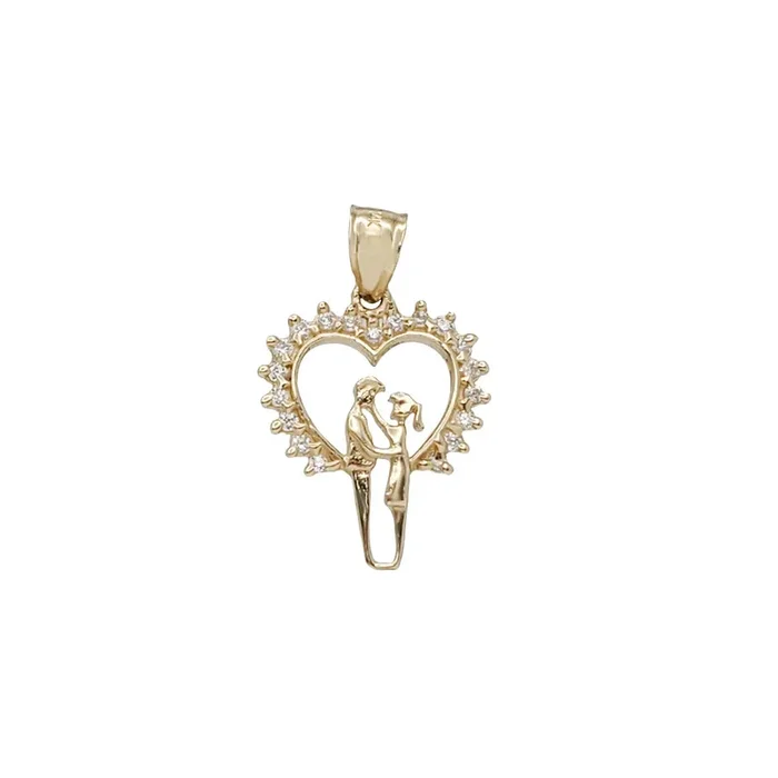 Zirconia Heart Loving Couples Pendant (14K)