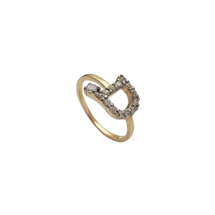 Zirconia Initial Letter “D” Solitaire Ring (14K)