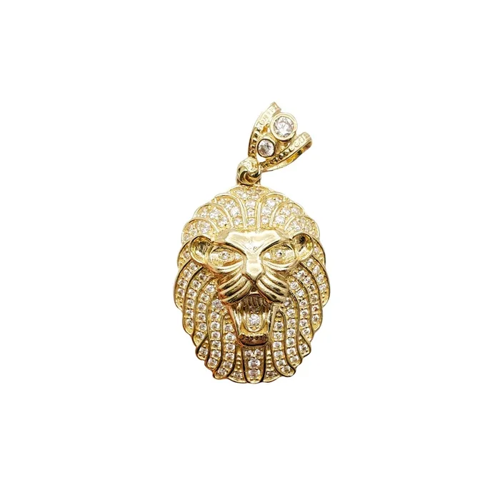 Zirconia Lion Head Pendant (10K)