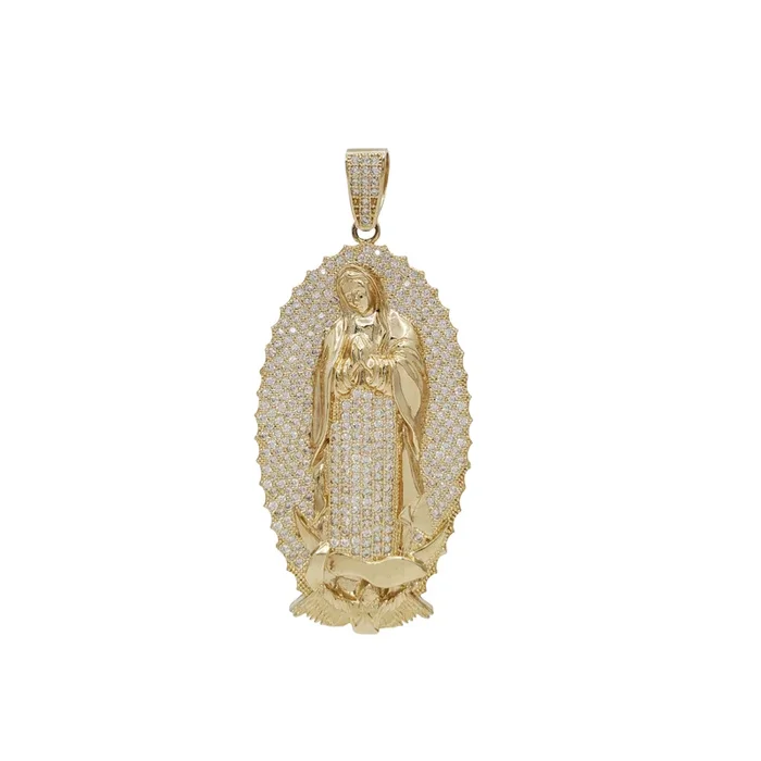 Zirconia Virgin Mary/ Guadalupe Pendant (14K)