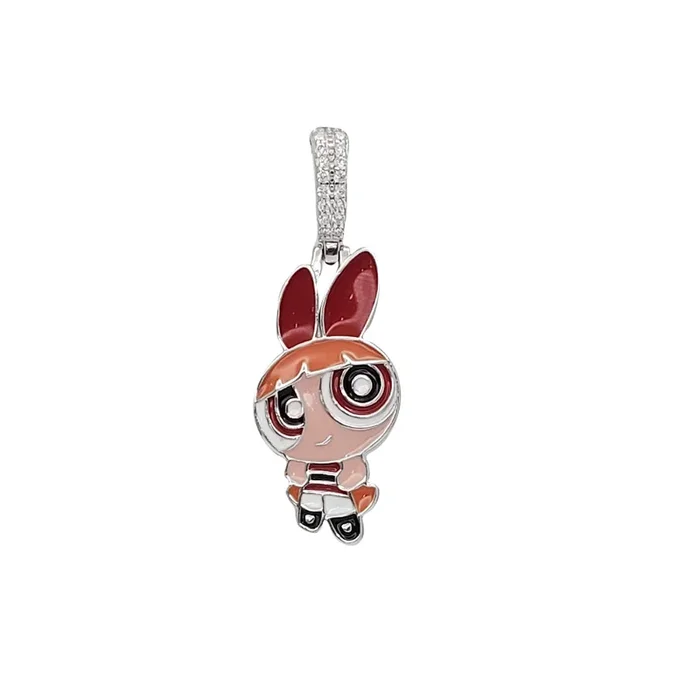 Zirconial Enamel “The Powerpuff Girls” Pendant (Silver)